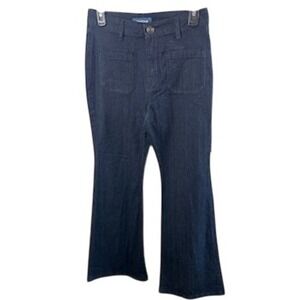 ModCloth Women's Dark Wash Flare Leg Jeans Front Pocket Denim Size 6